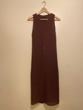 Animale Brown Crochet Midi  Dress. Size M